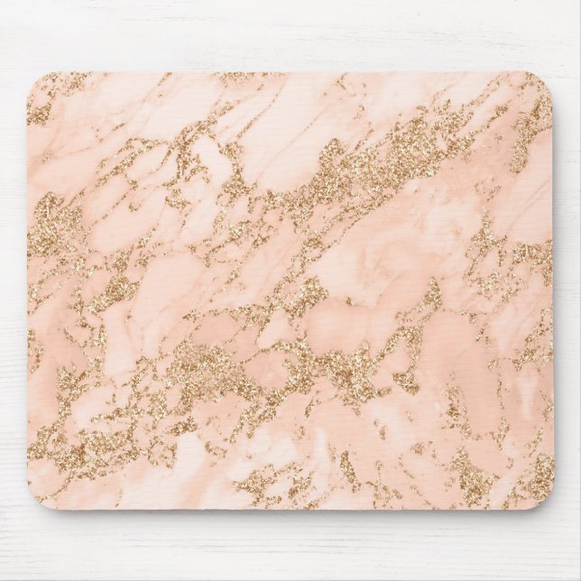 Rose Gold Glitzer Marmor abstrakt Mousepad (Vorne)