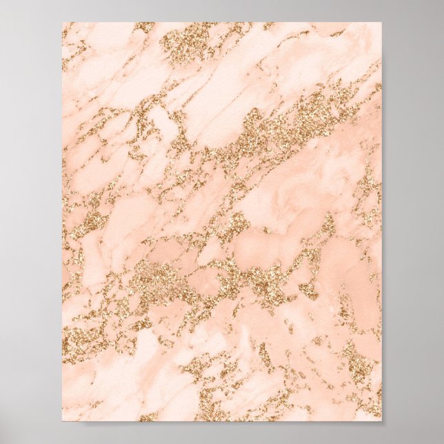 Rose Gold Glitzer Marmor abstrakt Poster (Vorne)