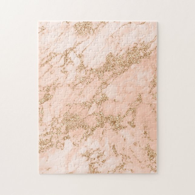 Rose Gold Glitzer Marmor abstrakt Puzzle (Vertikal)