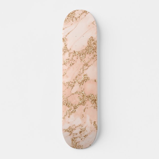 Rose Gold Glitzer Marmor abstrakt Skateboard (Vorne)