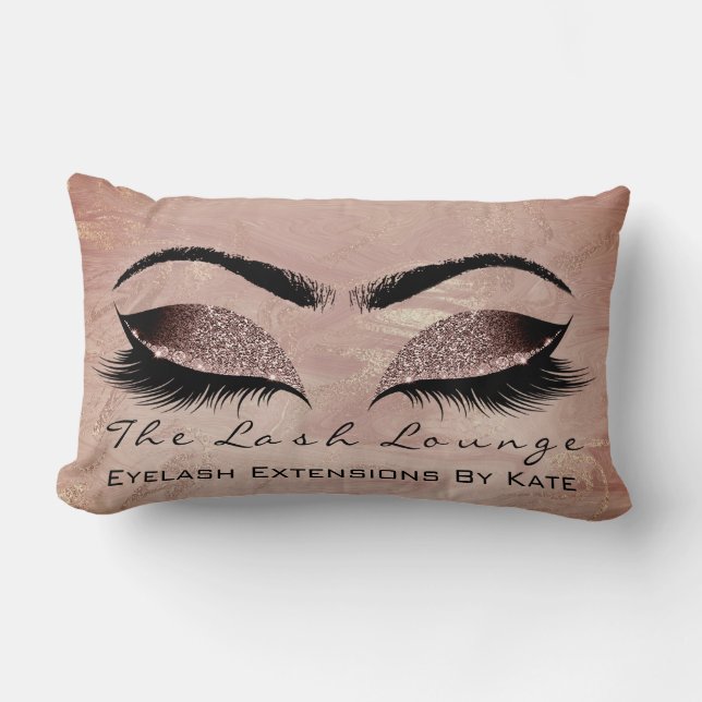 Rose Gold Glitzer Marmor Makeup Lash Schönheit Aug Lendenkissen (Vorderseite)