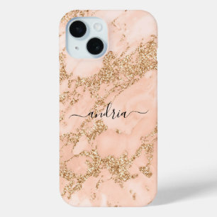 Rose Gold Glitzer Marmor, Name des schwarzen Skrip Case-Mate iPhone Hülle