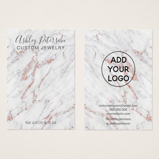 Rose Gold Glitzer Marmor Ohrring-Anzeige (Vorne & Hinten)