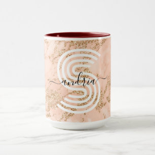 Rose Gold Glitzer Marmor, Skriptname für Monogramm Tasse