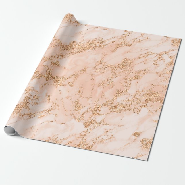 Rose Gold Glitzer Marmor Trendy Chic Geburtstag Ih Geschenkpapier (Ungerollt)