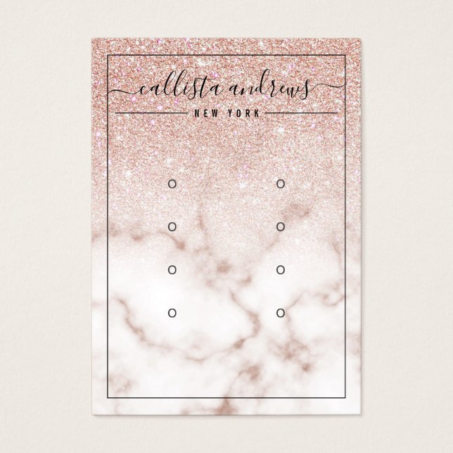 Rose Gold Glitzer Marmorohrringe Display Card (Vorderseite)