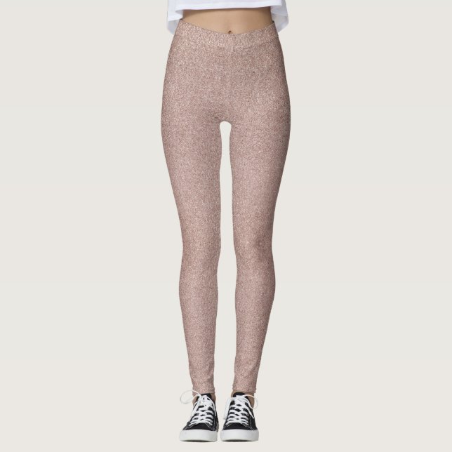 Rose Gold Glitzer Metallic Hübsch Girly Funkelnd Leggings (Vorderseite)
