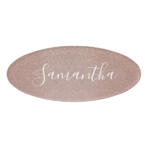 Rose Gold Glitzer Metallic Hübsch Girly Funkelnd Namenschild