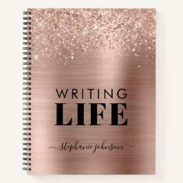 Rose Gold Glitzer Metallic Personalisiert Writer Notizbuch