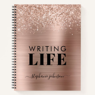 Rose Gold Glitzer Metallic Personalisiert Writer Notizbuch
