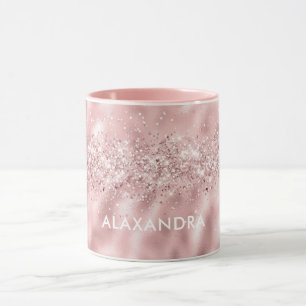 Rose Gold Glitzer Metallic Pink Individuelle Name Tasse