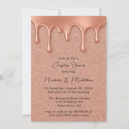 Rose Gold Glitzer & Metallic Tropfen Paare Dusche Einladung