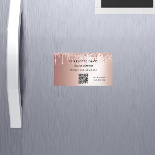 Rose Gold Glitzer Metallischer QR-Code Magnetische Visitenkarte
