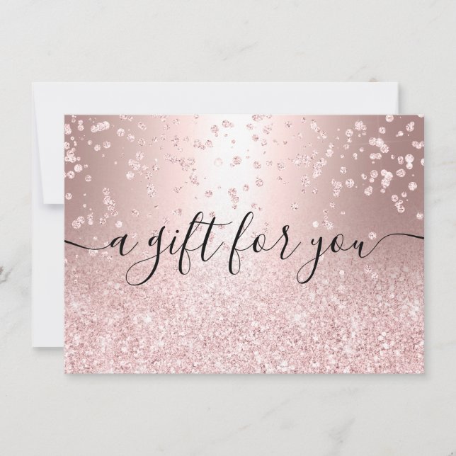 Rose Gold Glitzer Metallisches Geschenkgutachten (Vorderseite)
