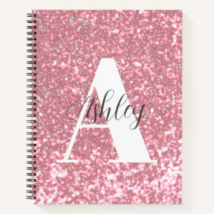 Rose Gold Glitzer Mit Monogramm SpiralNotebook Notizbuch