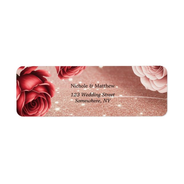Rose Gold Glitzer mit Rote Rosen Hochzeitadresse (Vorne)
