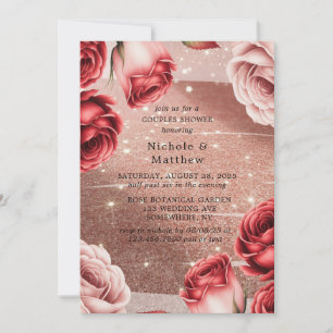 Rose Gold Glitzer mit Rote Rosen Paare Dusche Einladung