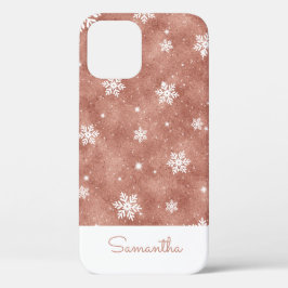 Rose Gold Glitzer mit Sternen Schneeflocken Case-Mate iPhone Hülle