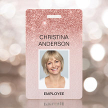Rose Gold Glitzer Mitarbeiter - Name Foto Corporat
