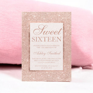 Rose Gold Glitzer Moderne elegante Sweet 16 Einladung