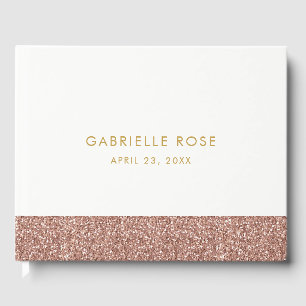 Rose Gold Glitzer Moderne Geburtstagsdusche Mitzva Gästebuch