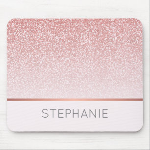 Rose Gold Glitzer Moderner Personalisierter Name Mousepad