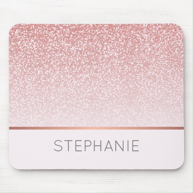 Rose Gold Glitzer Moderner Personalisierter Name Mousepad (Vorne)