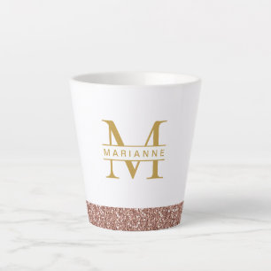 Rose Gold Glitzer Modernes Minimales Monogramm Milchtasse