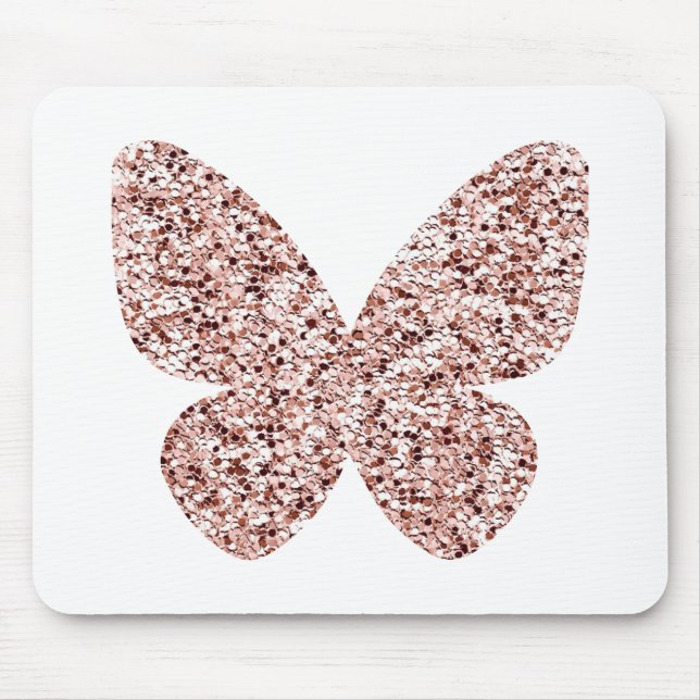 Rose Gold Glitzer Monarch Clipart Niedlich Butterf Mousepad (Vorne)