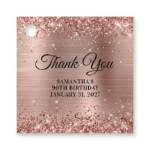 Rose Gold Glitzer Monogram 90. Geburtstag Vielen D