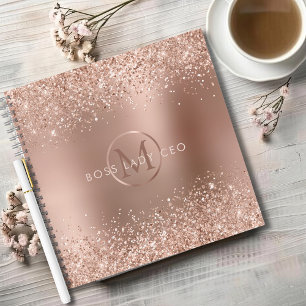 Rose Gold Glitzer Monogram Boss Lady Notizbuch