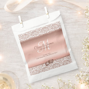 Rose Gold Glitzer Monogram Elegant Wedding Geschenktütchen