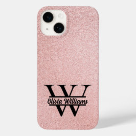 Rose Gold Glitzer Monogram | Girly Modern Sparkle Case-Mate iPhone 14 Hülle