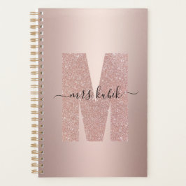 Rose Gold Glitzer Monogram Lehrer Planer