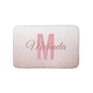 Rose Gold Glitzer Monogram Modern Elegante Girly Badematte