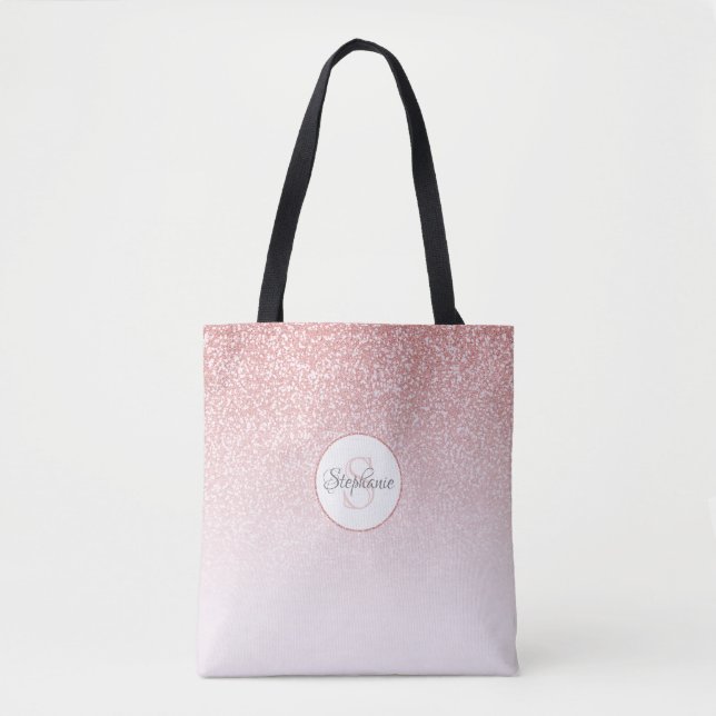 Rose Gold Glitzer Monogram Name (Vorderseite)