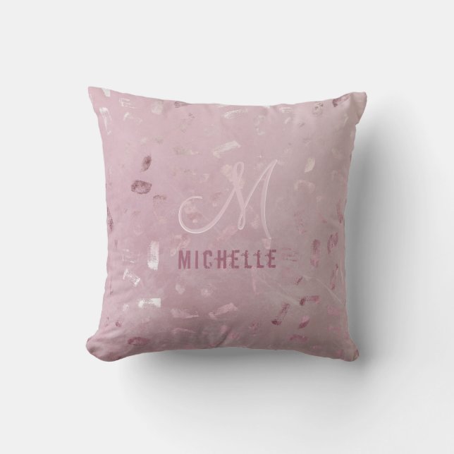 Rose Gold Glitzer Monogram Name Michelle Kissen (Vorderseite)
