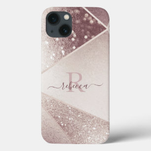 Rose Gold Glitzer Monogram Name Personalisiert Case-Mate iPhone Hülle