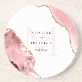 Rose Gold Glitzer Monogram Newlyw Untersetzer