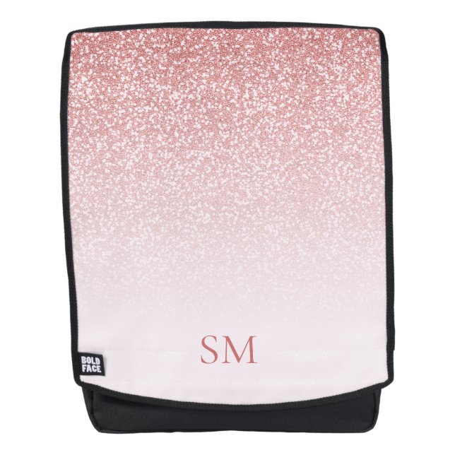 Rose Gold Glitzer Monogram Personalisiert Rucksack (Vorderseite)