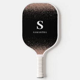 Rose Gold Glitzer Monogram Pickleball Paddel Pickleball Schläger