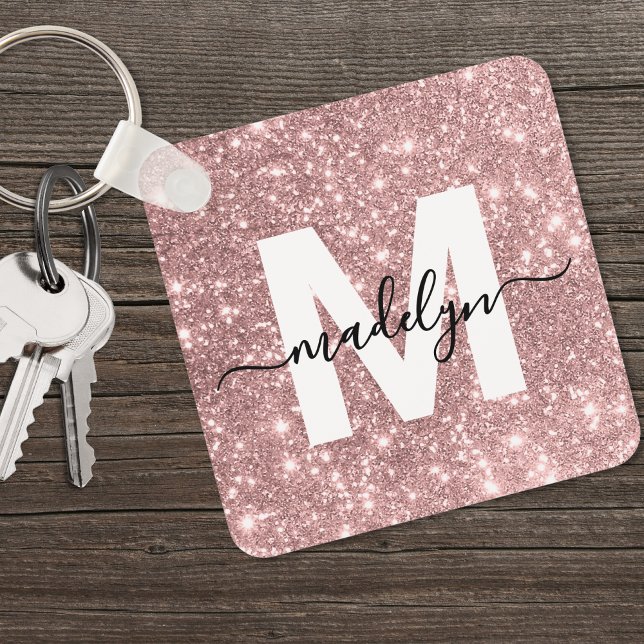 Rose Gold Glitzer Monogram Schlüsselanhänger (Rose Gold Glitter Monogram keychain)