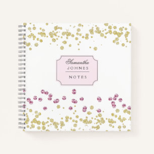 Rose Gold Glitzer Monogram Spiralnotebook Notizbuch