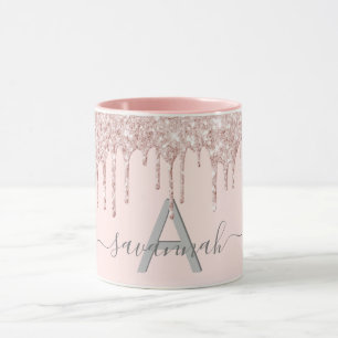 Rose Gold Glitzer Monogramm Erröten elegant Tasse