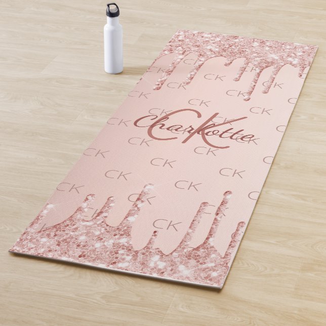 Rose Gold Glitzer Monogramm Initialen rosa Luxus Yogamatte (Beispiel)