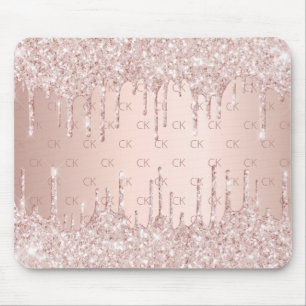 Rose Gold Glitzer Monogramm Initialen rosa Mousepad