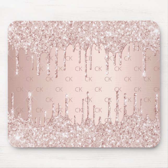 Rose Gold Glitzer Monogramm Initialen rosa Mousepad (Vorne)