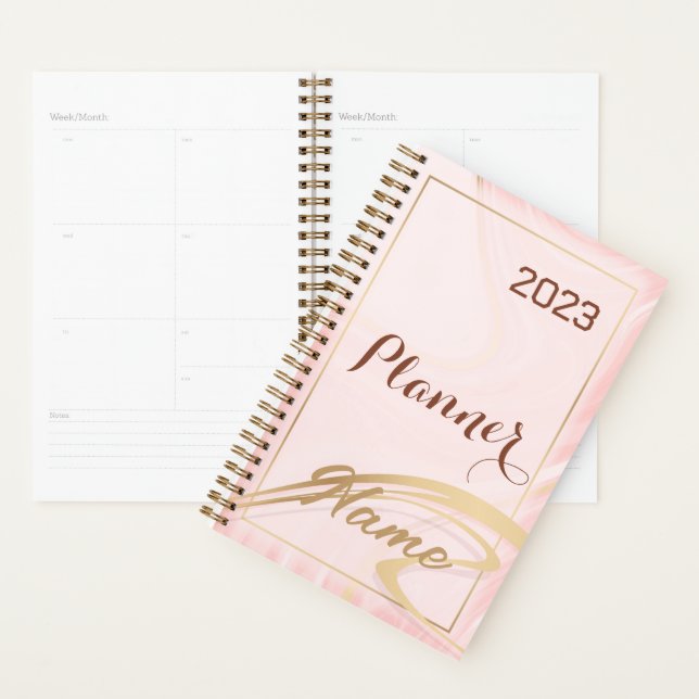 Rose Gold Glitzer Monogramm Name 2023 Planer (Anzeige)