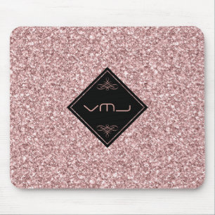 Rose-Gold-Glitzer-Muster Monogram Mousepad