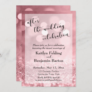 Rose Gold Glitzer nach der Hochzeit Einladung